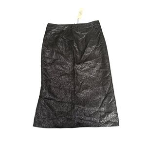 Garize Women's Black Midi Pencil Wool blend Textured Skirt Size 40 Side‎ Slit